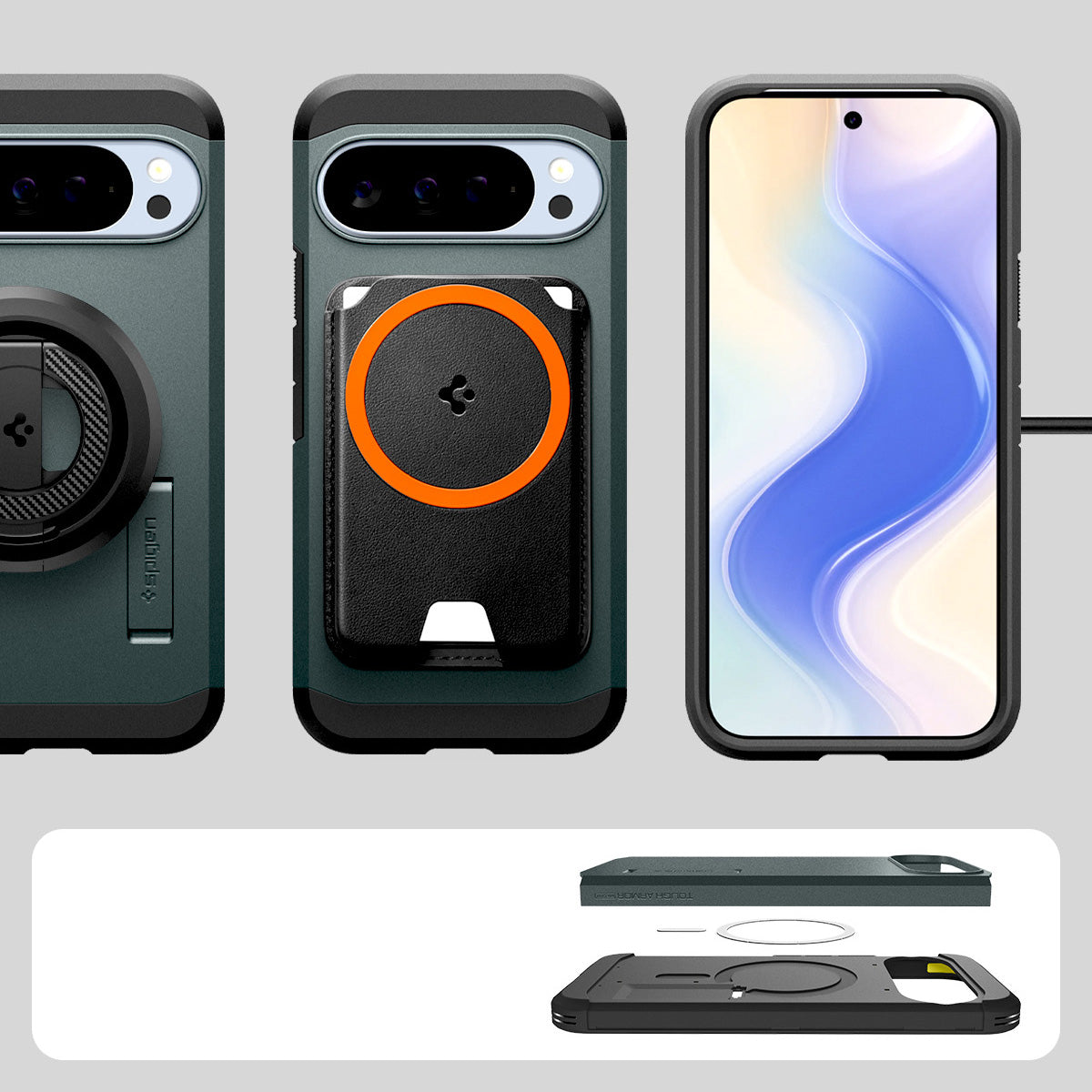 Handyhülle für Google Pixel 10 Pro XL, Spigen Tough Armor Mag mit MagSafe, Grün