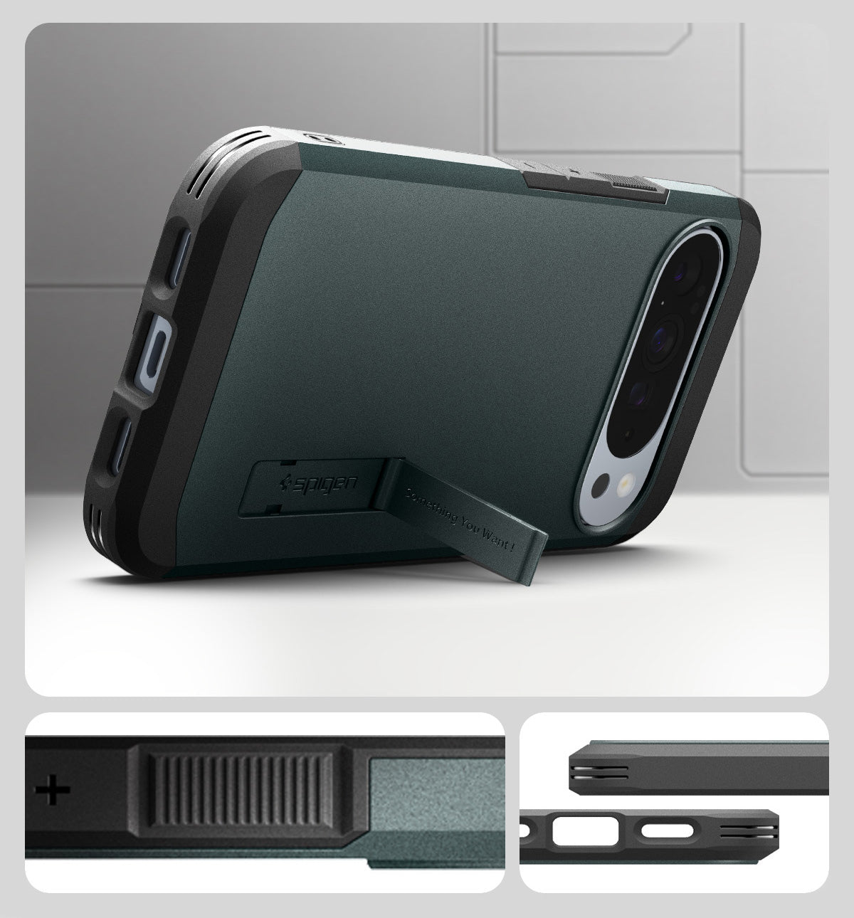 Handyhülle für Google Pixel 10 Pro XL, Spigen Tough Armor Mag mit MagSafe, Grün