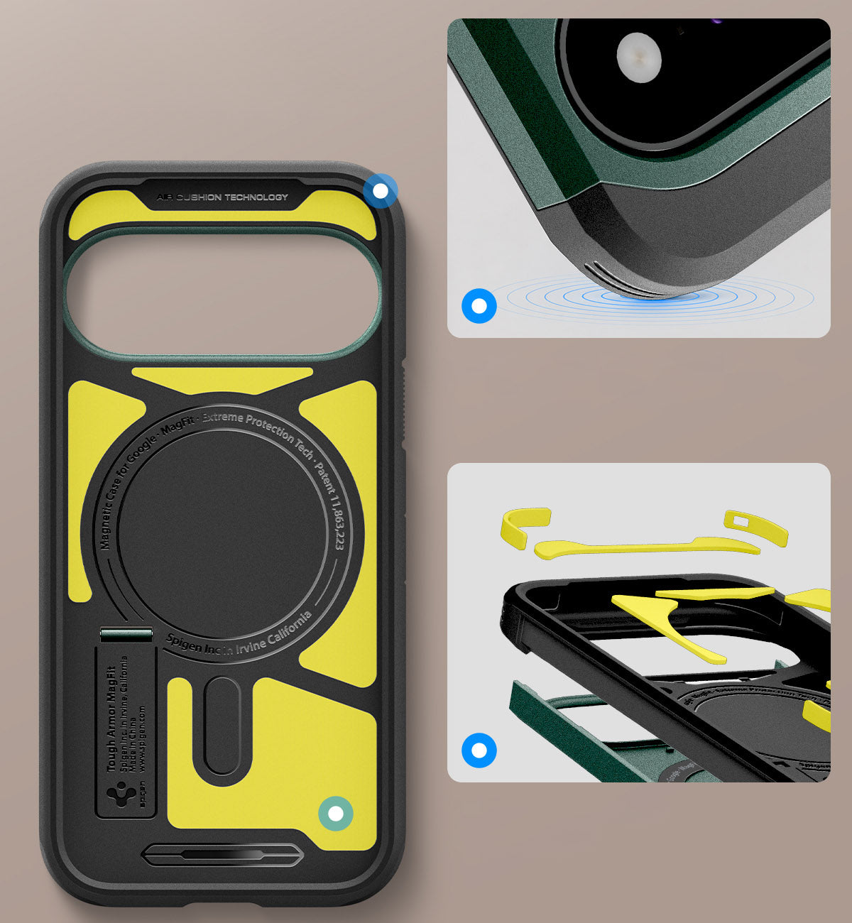 Handyhülle für Google Pixel 11, Spigen Tough Armor Mag mit MagSafe, Grün