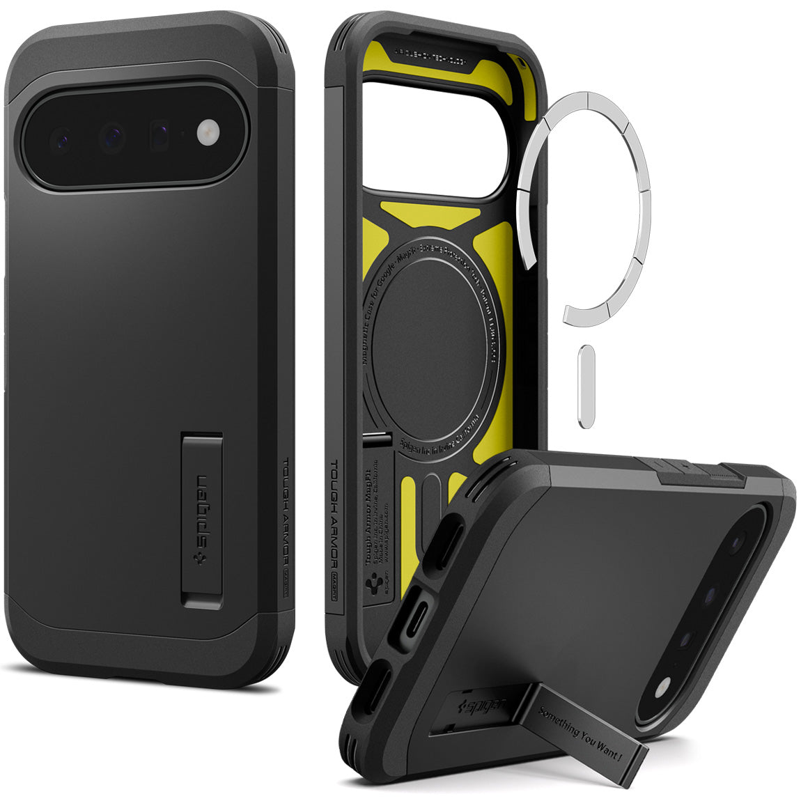 Handyhülle für Google Pixel 11, Spigen Tough Armor Mag mit MagSafe, Schwarz