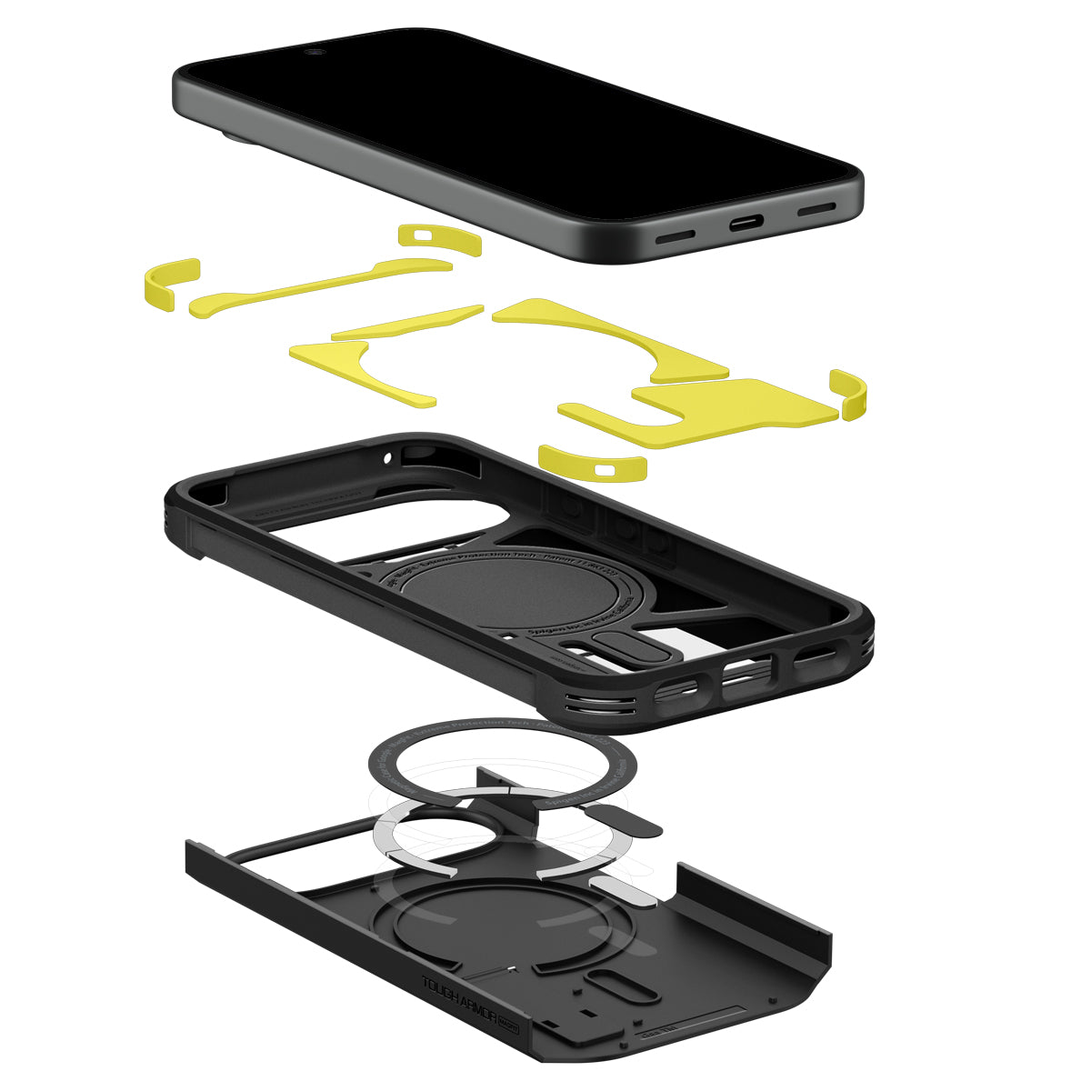 Handyhülle für Google Pixel 11, Spigen Tough Armor Mag mit MagSafe, Schwarz