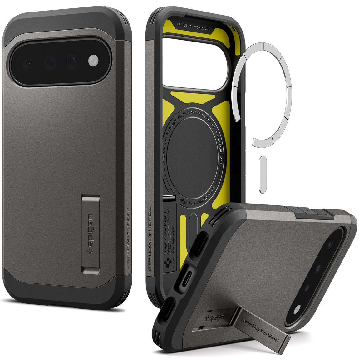 Handyhülle für Google Pixel 11, Spigen Tough Armor Mag mit MagSafe, Grau