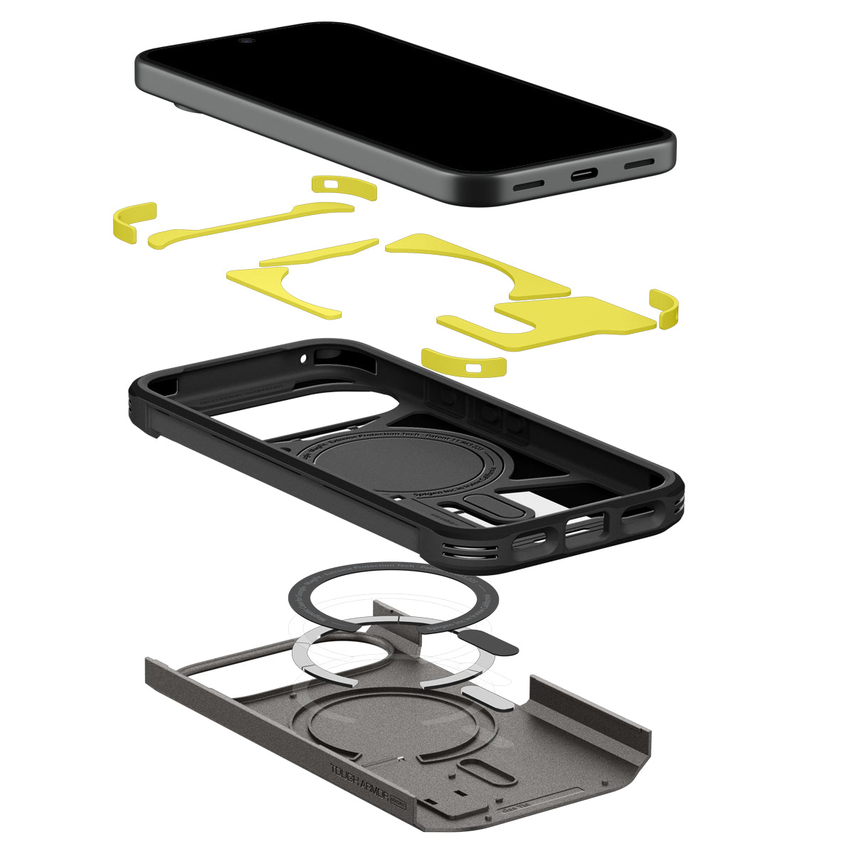 Handyhülle für Google Pixel 11, Spigen Tough Armor Mag mit MagSafe, Grau