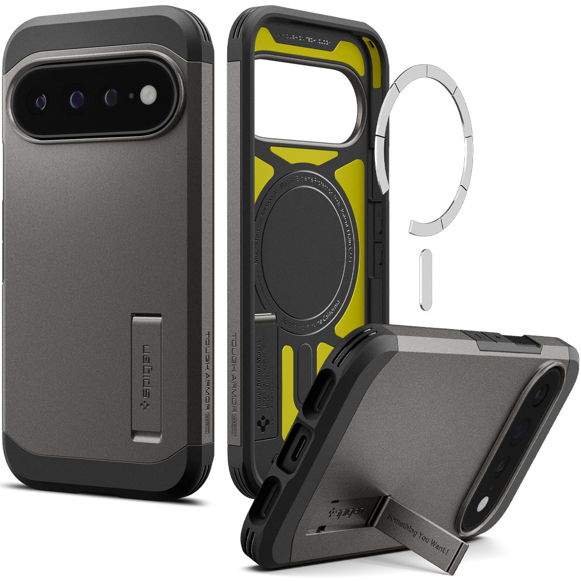 Handyhülle für Google Pixel 11 Pro, Spigen Tough Armor Mag mit MagSafe, Grau