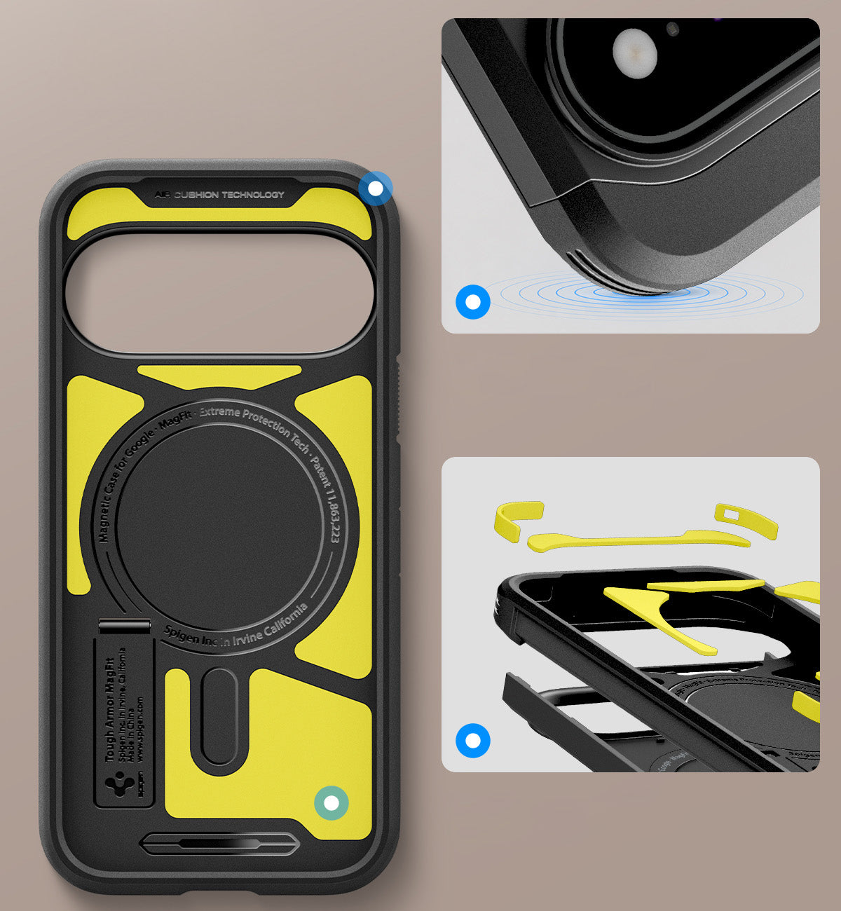 Handyhülle für Google Pixel 11 Pro XL, Spigen Tough Armor Mag mit MagSafe, Schwarz