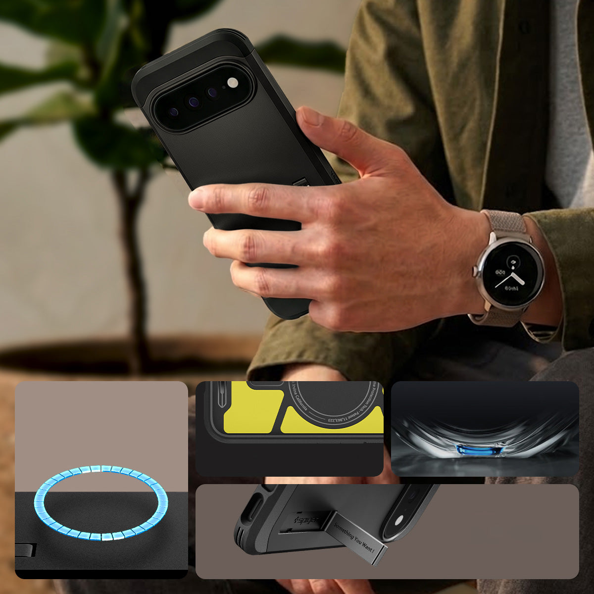 Handyhülle für Google Pixel 11 Pro XL, Spigen Tough Armor Mag mit MagSafe, Schwarz
