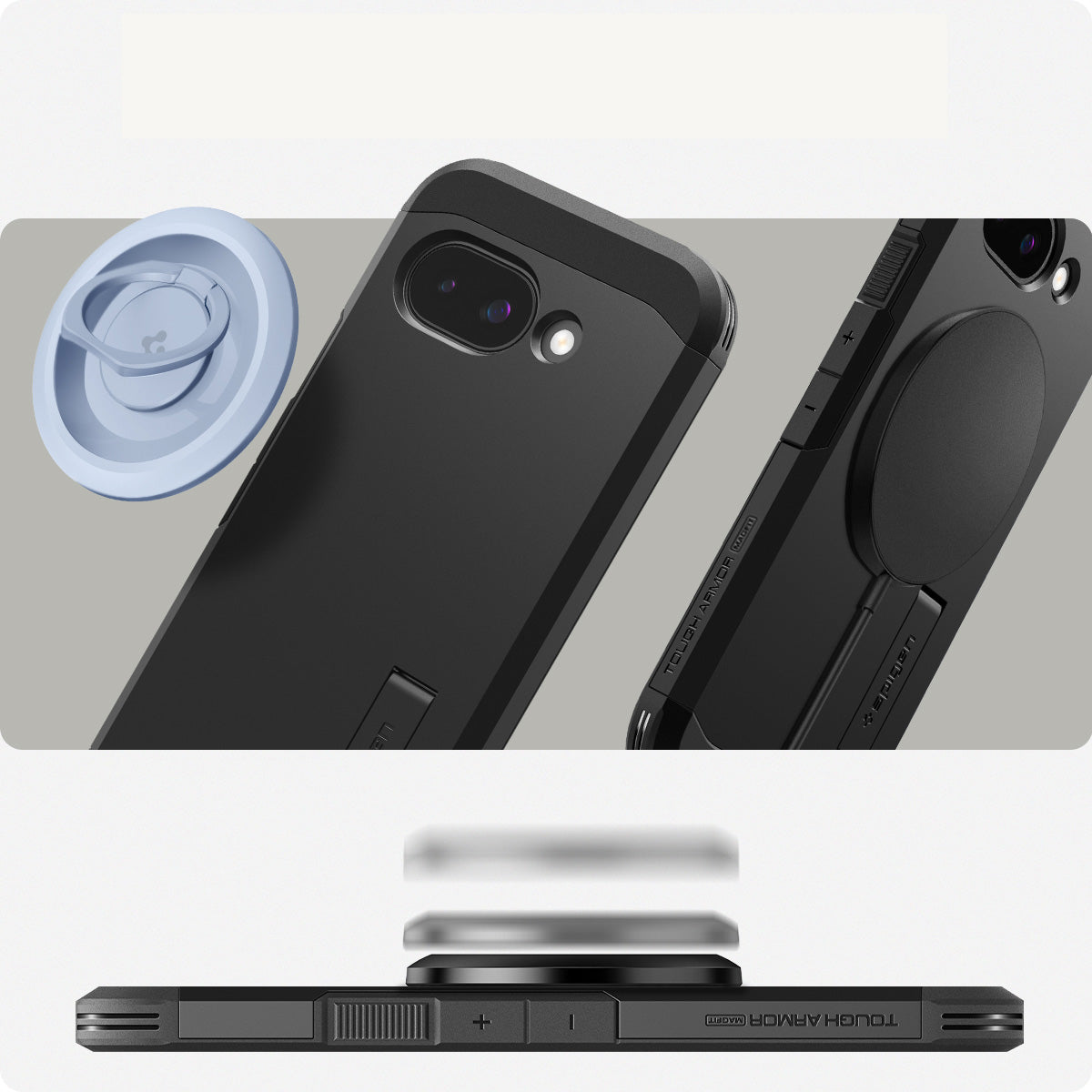 Handyhülle für Google Pixel 9a, Spigen Tough Armor Mag mit MagSafe, Schwarz