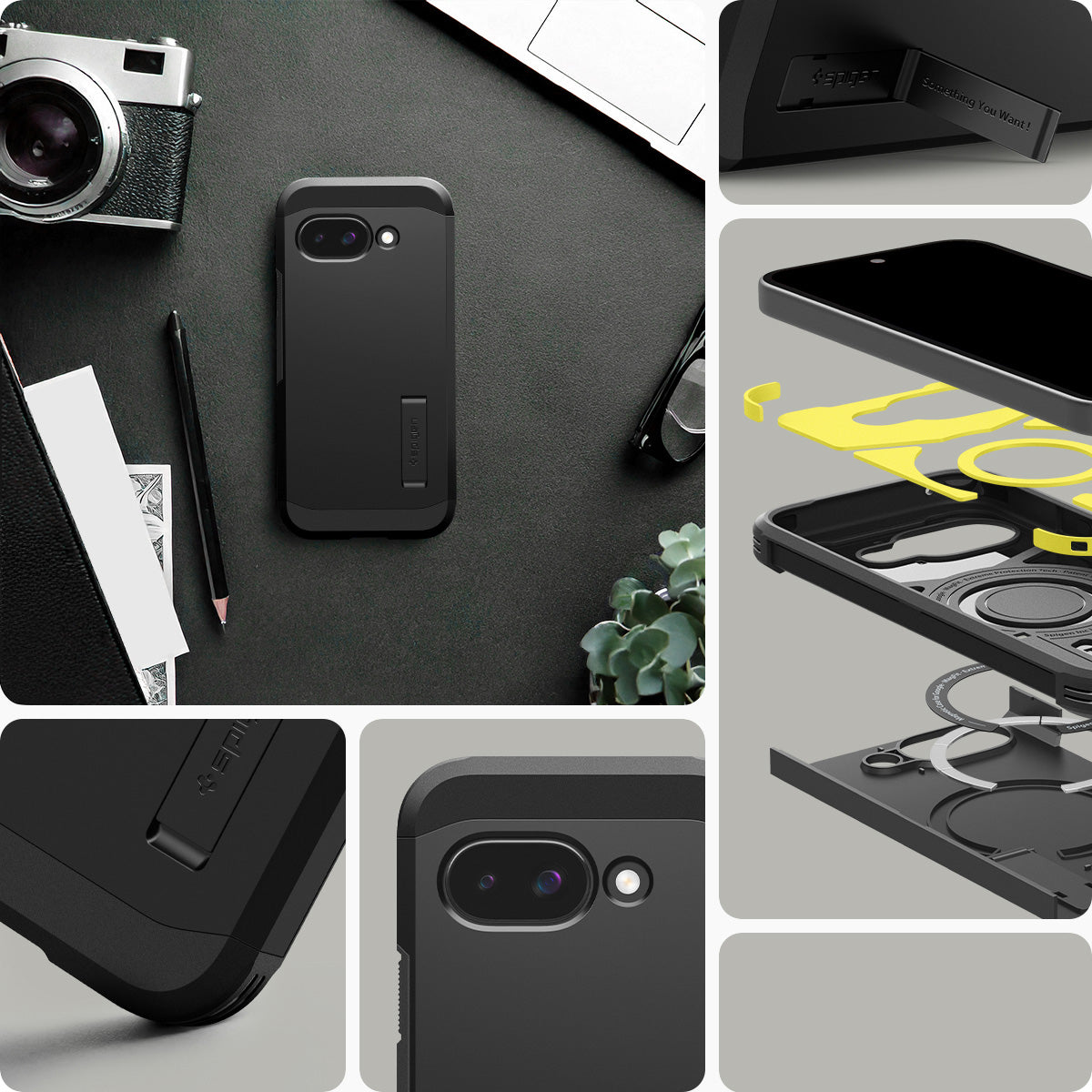 Handyhülle für Google Pixel 9a, Spigen Tough Armor Mag mit MagSafe, Schwarz