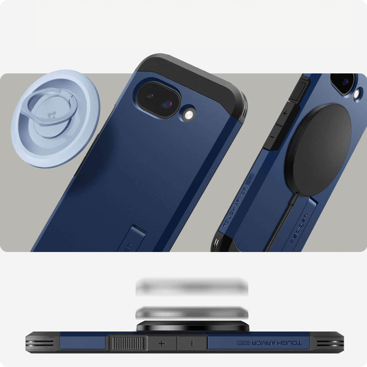 Handyhülle für Google Pixel 9a, Spigen Tough Armor Mag mit MagSafe, Blau