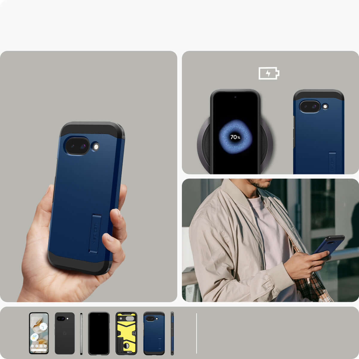 Handyhülle für Google Pixel 9a, Spigen Tough Armor Mag mit MagSafe, Blau
