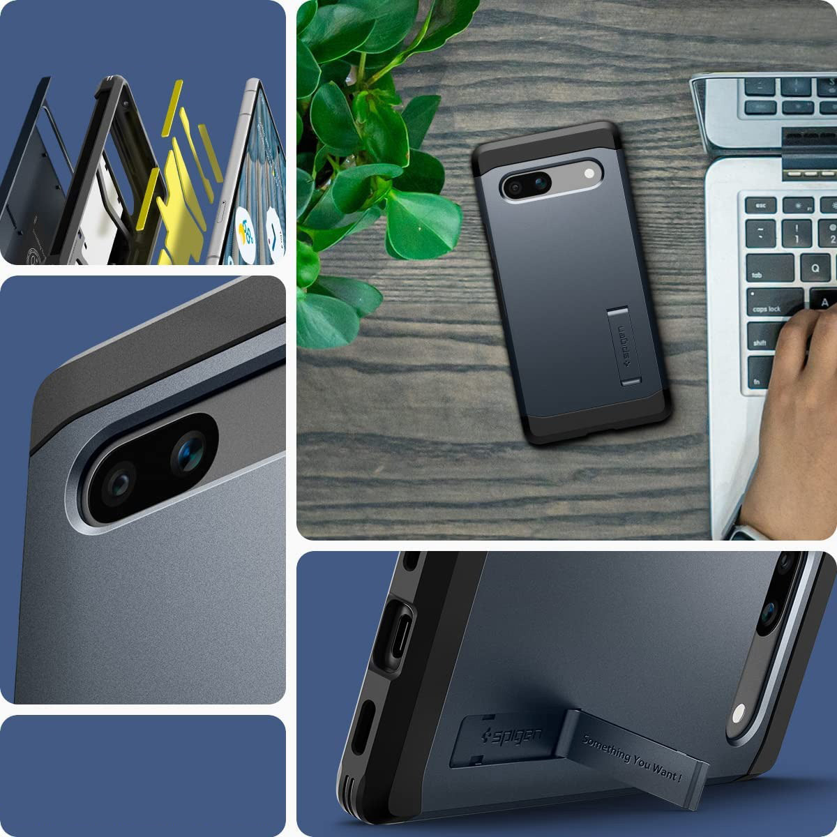 Schutzhülle Spigen Tough Armor für Pixel 7A, Graphitgrau