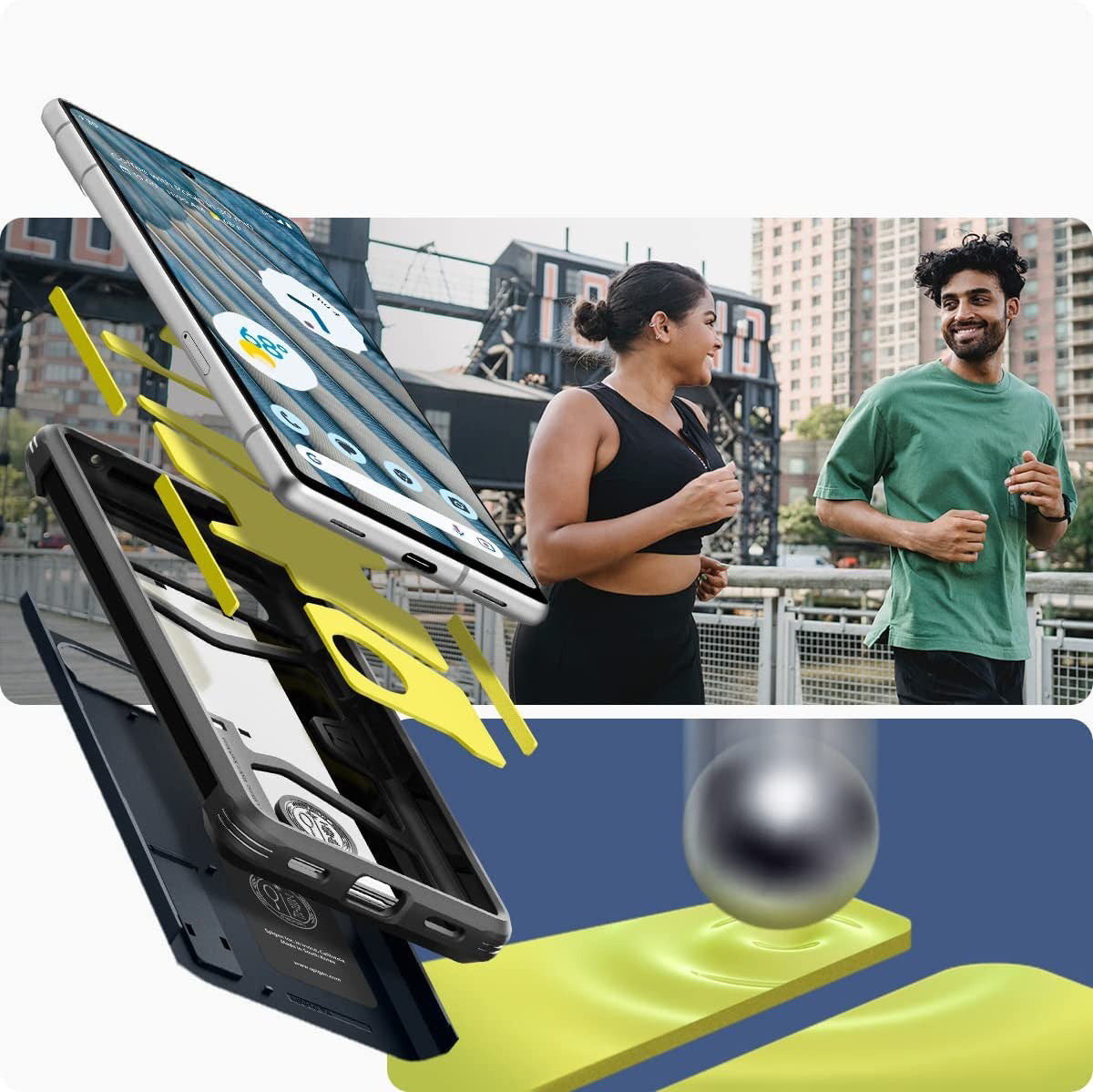 Schutzhülle Spigen Tough Armor für Pixel 7A, Graphitgrau