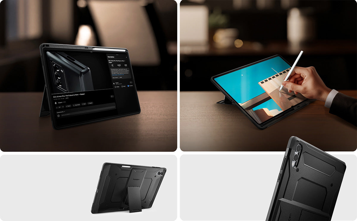 Schutzhülle für Galaxy Tab S11 Ultra, Spigen Tough Armor Pro, Schwarz