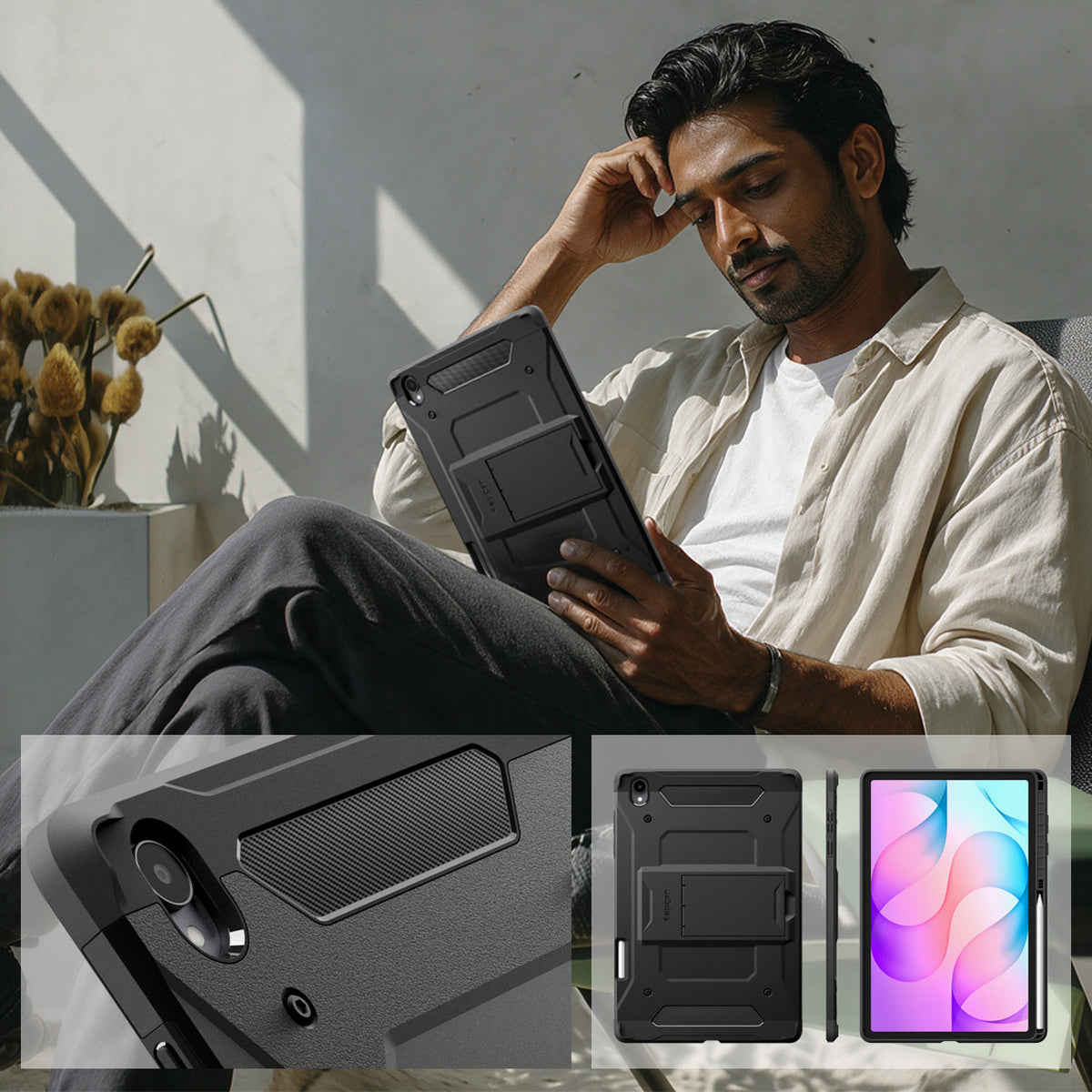 Schutzhülle für Galaxy Tab S12 Plus, Spigen Tough Armor Pro, Schwarz (5/16)