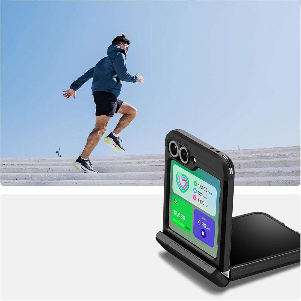 Handyhülle für Galaxy Z Flip7 FE / 6, Spigen Tough Armor Pro Mag mit MagSafe, Schwarz