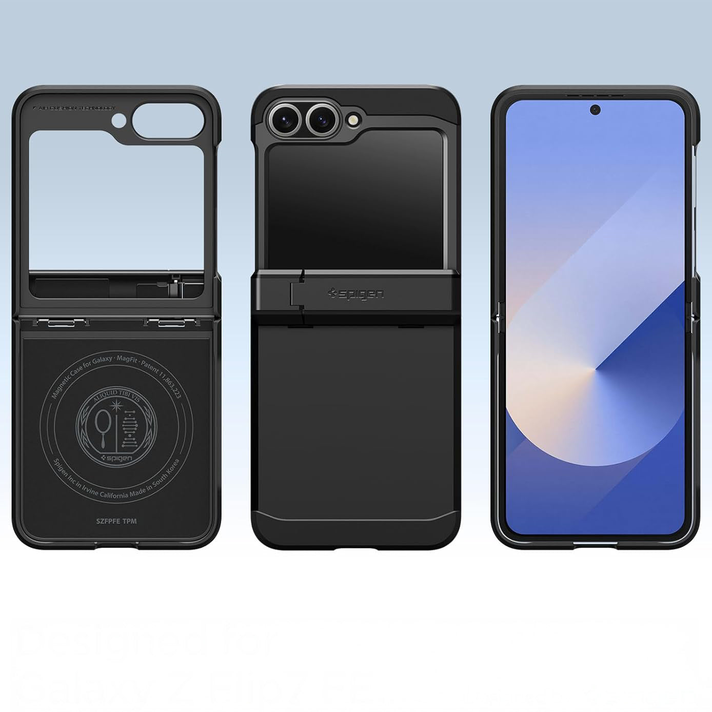 Handyhülle für Galaxy Z Flip7 FE / 6, Spigen Tough Armor Pro Mag mit MagSafe, Schwarz