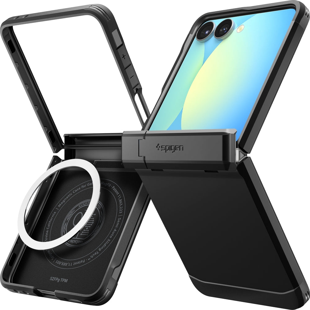 Handyhülle für Galaxy Z Flip7, Spigen Tough Armor Pro Mag mit MagSafe, Schwarz