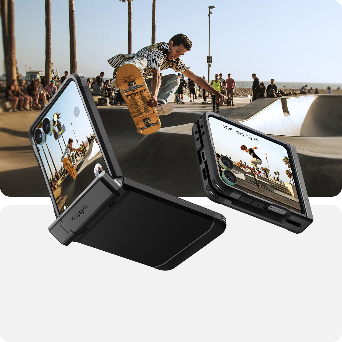Handyhülle für Galaxy Z Flip7, Spigen Tough Armor Pro Mag mit MagSafe, Schwarz