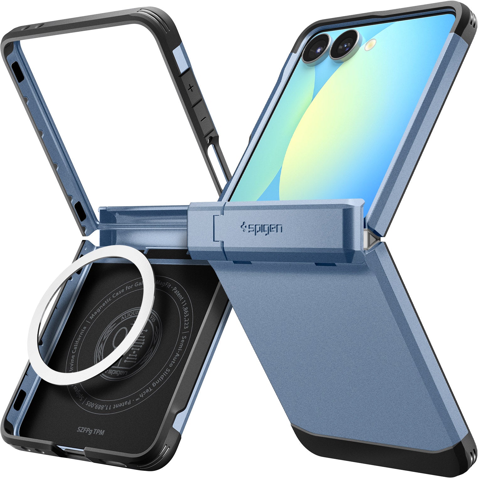 Handyhülle für Galaxy Z Flip7, Spigen Tough Armor Pro Mag mit MagSafe, Blau