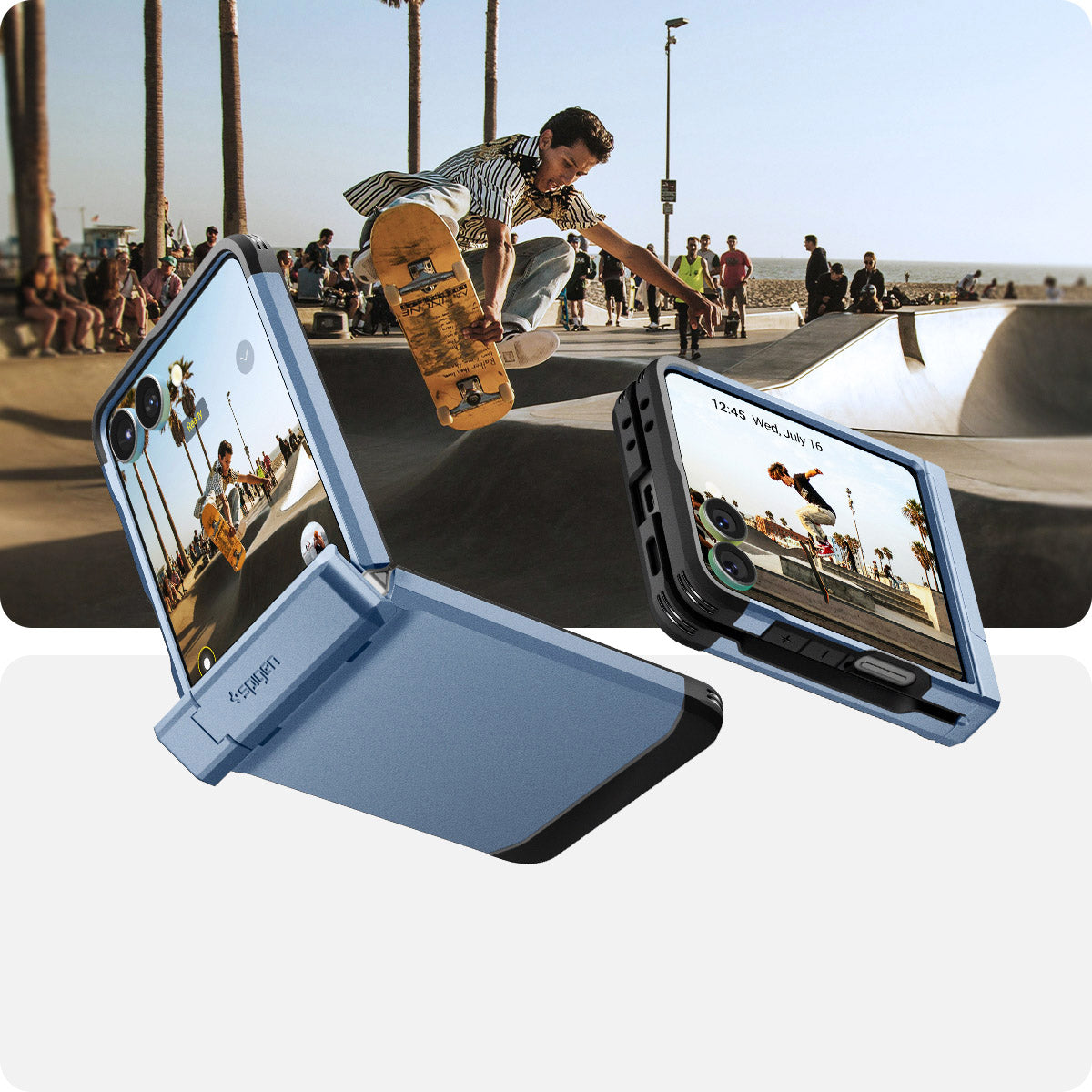 Handyhülle für Galaxy Z Flip7, Spigen Tough Armor Pro Mag mit MagSafe, Blau