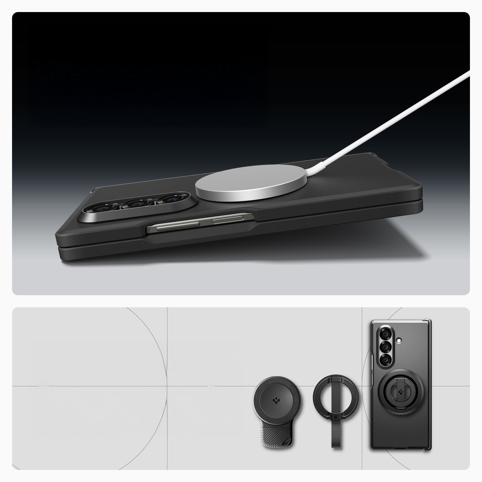 Handyhülle für Galaxy Z Fold7, Spigen Tough Armor Pro Mag mit MagSafe, Schwarz