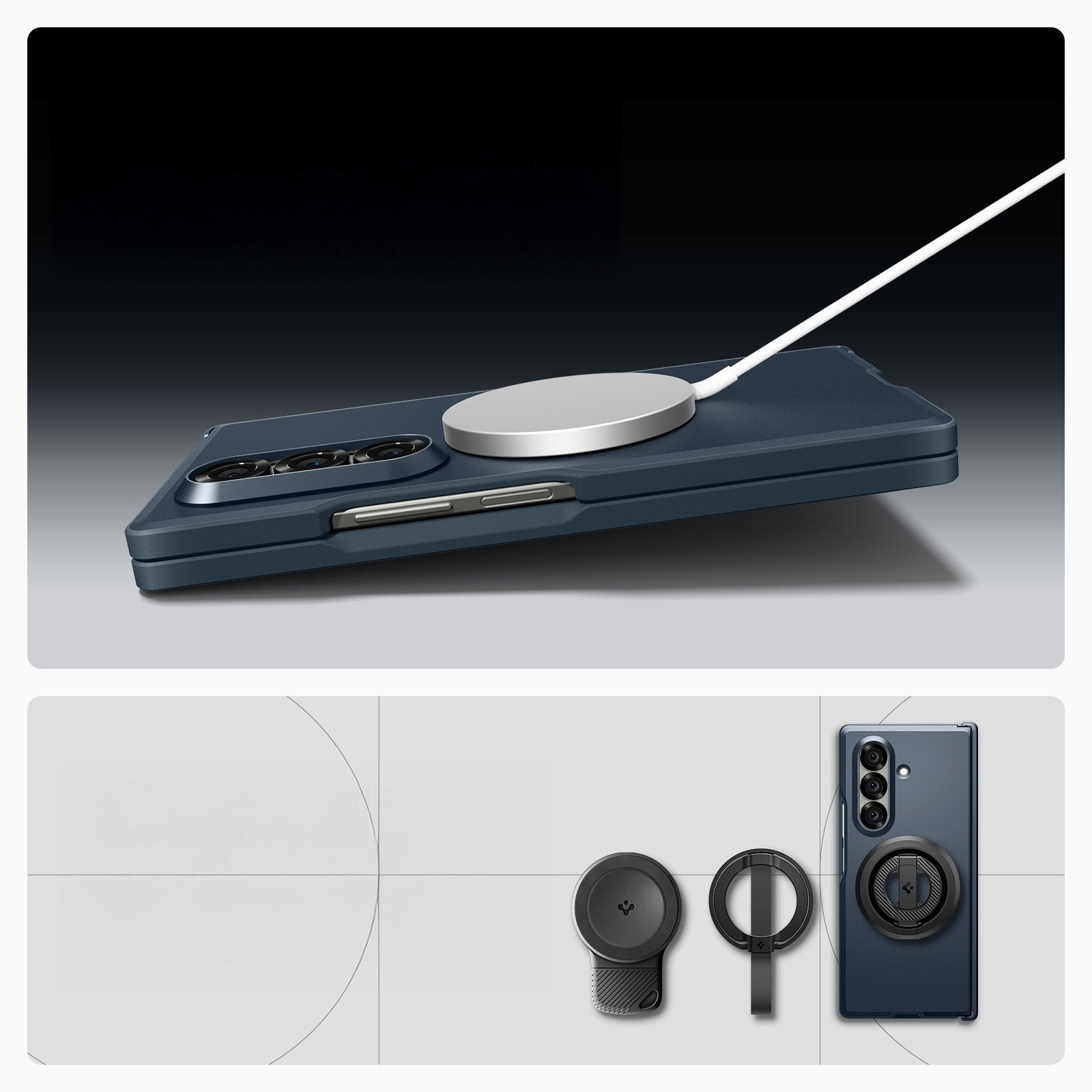 Handyhülle für Galaxy Z Fold7, Spigen Tough Armor Pro Mag mit MagSafe, Graphitgrau