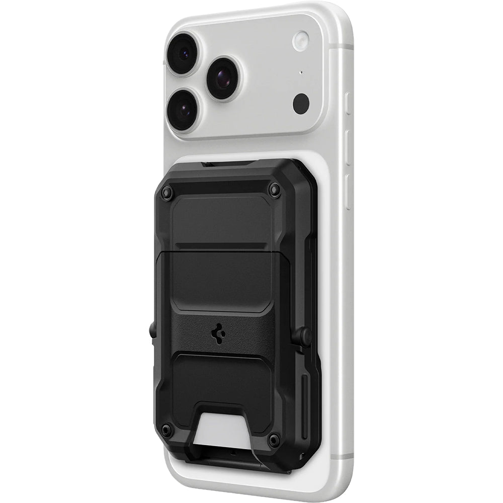 MagSafe Kartenetui mit Standfunktion und RFID-Schutz, Spigen Tough Armor Pro, Schwarz