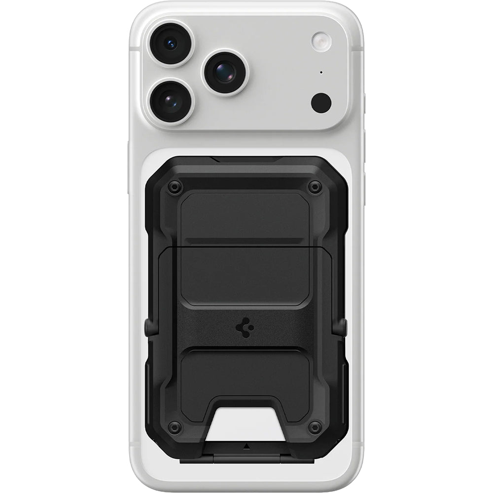 MagSafe Kartenetui mit Standfunktion und RFID-Schutz, Spigen Tough Armor Pro, Schwarz