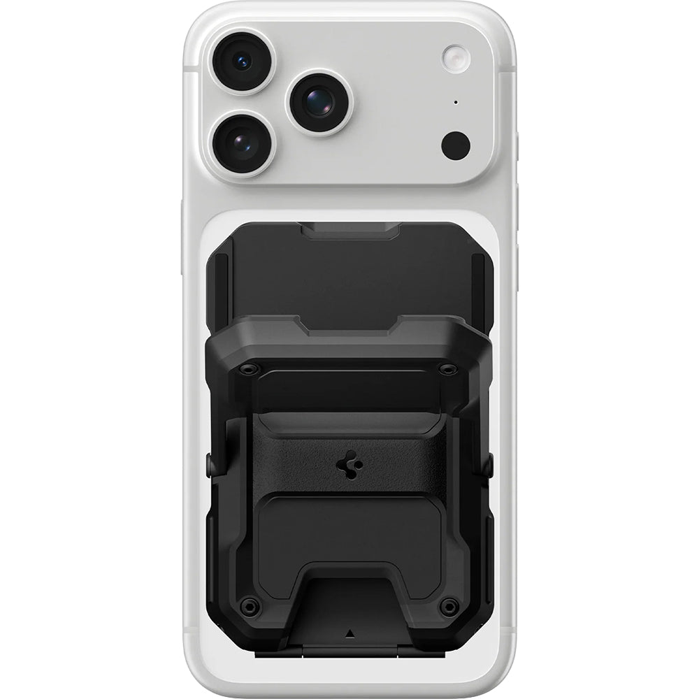 MagSafe Kartenetui mit Standfunktion und RFID-Schutz, Spigen Tough Armor Pro, Schwarz