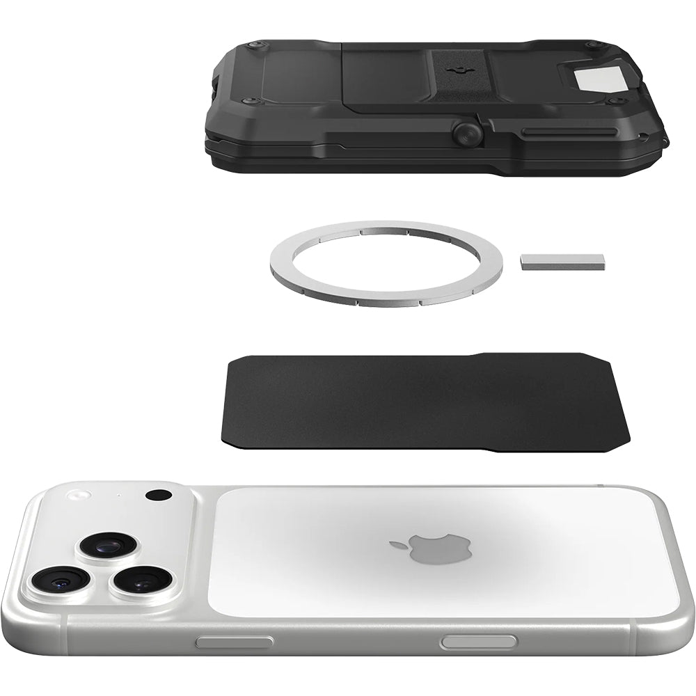 MagSafe Kartenetui mit Standfunktion und RFID-Schutz, Spigen Tough Armor Pro, Schwarz