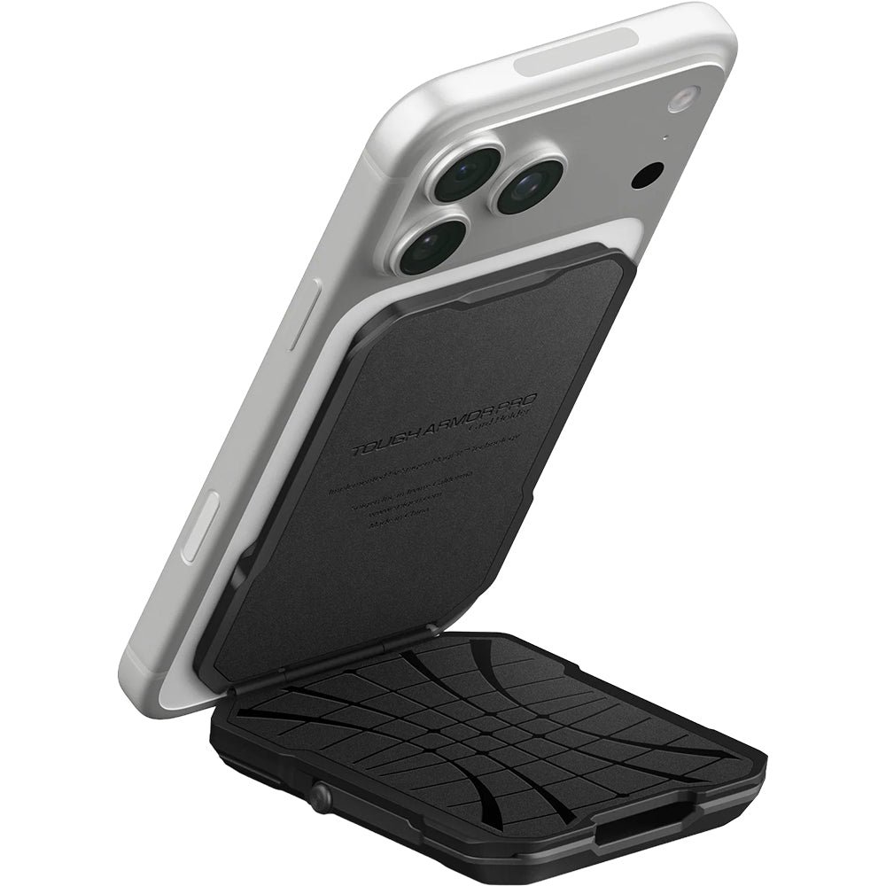 MagSafe Kartenetui mit Standfunktion und RFID-Schutz, Spigen Tough Armor Pro, Schwarz