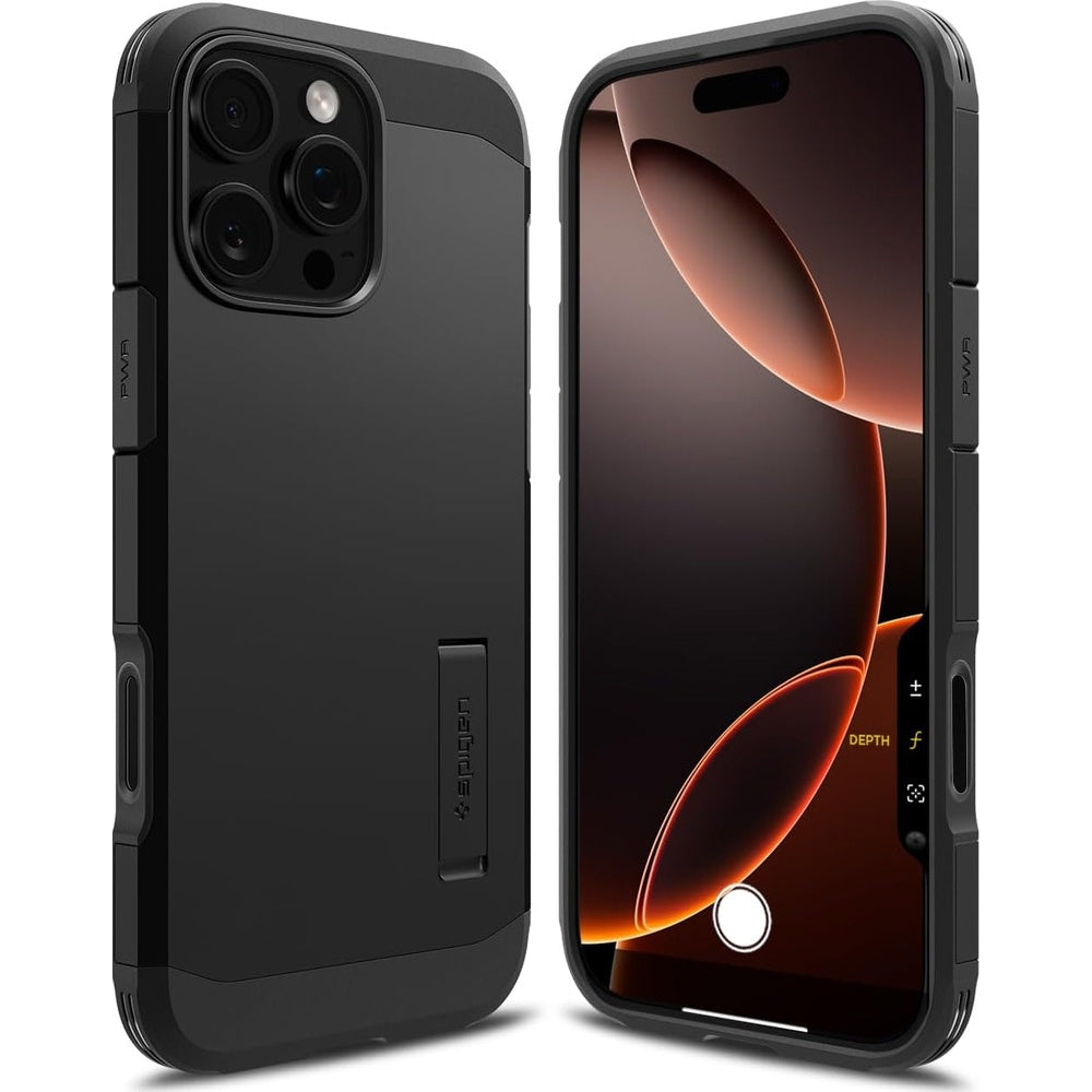 Handyhülle für iPhone 16 Pro, Spigen Tough Armor T Mag (CC) mit MagSafe, Schwarz