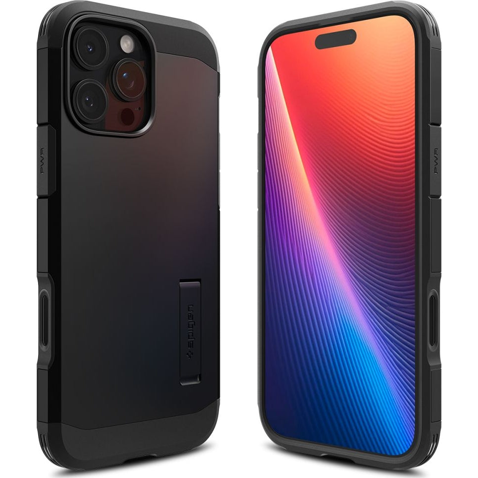 Handyhülle für iPhone 16 Pro, Spigen Tough Armor T Mag (CC) mit MagSafe, Schwarz