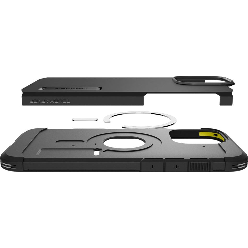 Handyhülle für iPhone 16 Pro, Spigen Tough Armor T Mag (CC) mit MagSafe, Schwarz