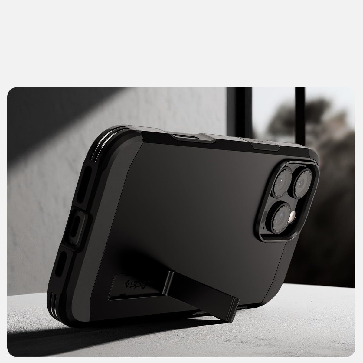 Handyhülle für iPhone 16 Pro, Spigen Tough Armor T Mag (CC) mit MagSafe, Schwarz