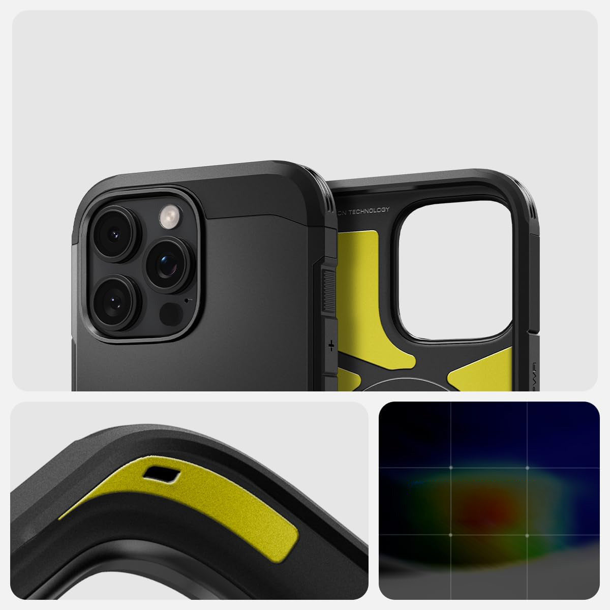 Handyhülle für iPhone 16 Pro, Spigen Tough Armor T Mag (CC) mit MagSafe, Schwarz