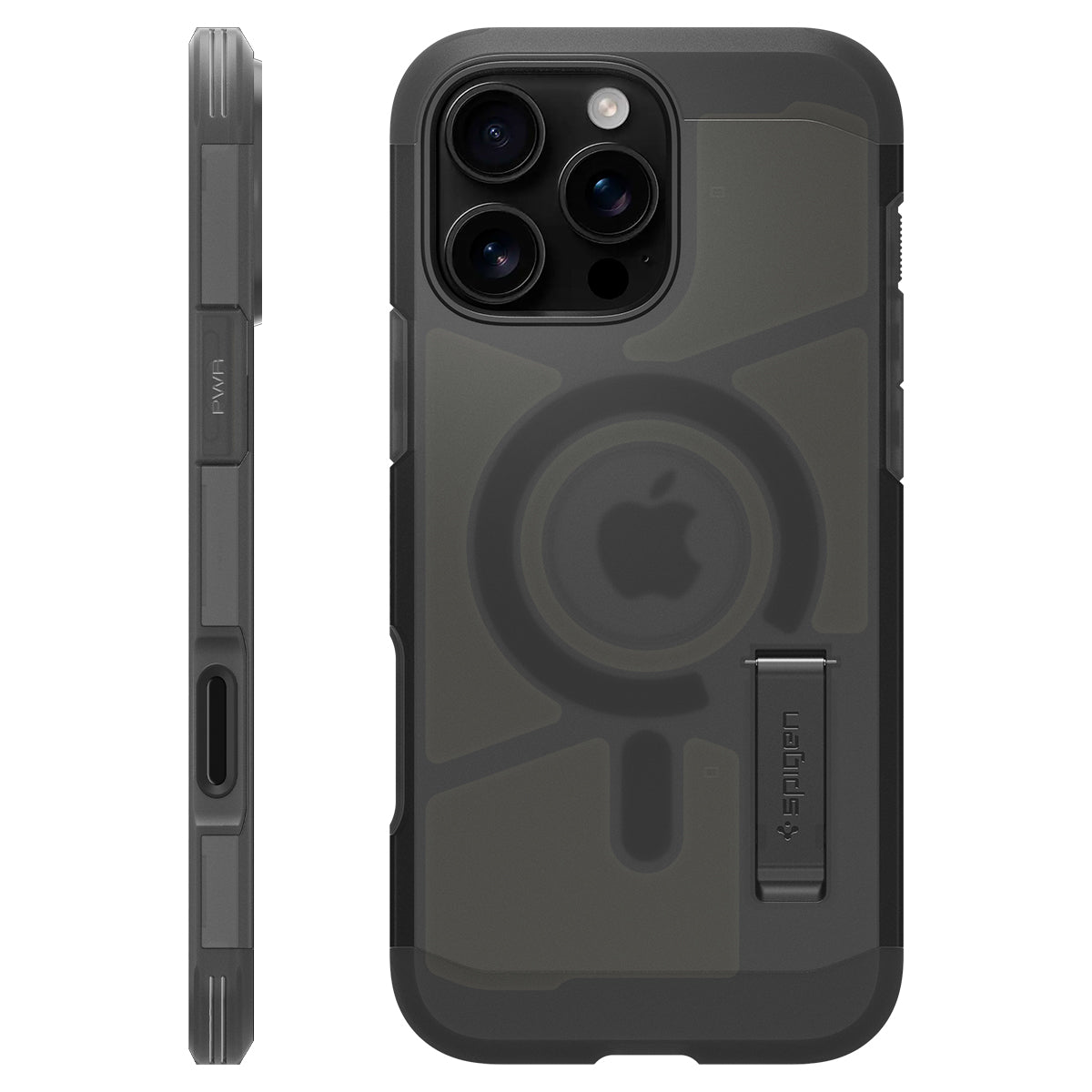 Handyhülle für iPhone 16 Pro, Spigen Tough Armor T Mag (CC) mit MagSafe, Rauchfarben