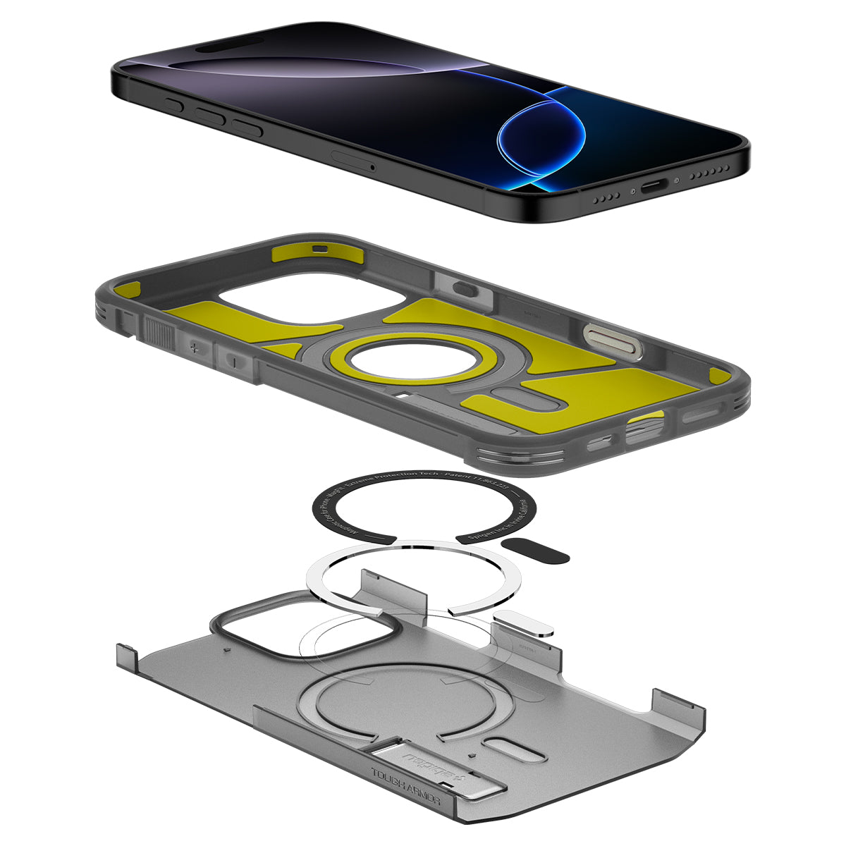 Handyhülle für iPhone 16 Pro Max, Spigen Tough Armor T Mag (CC) mit MagSafe, Rauchfarben