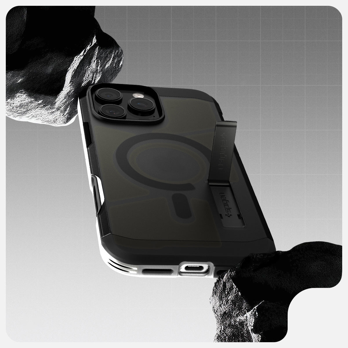 Handyhülle für iPhone 16 Pro Max, Spigen Tough Armor T Mag (CC) mit MagSafe, Rauchfarben