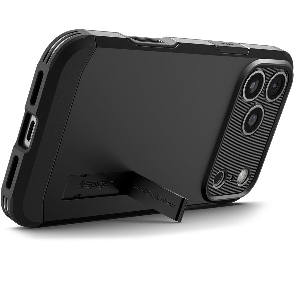 Handyhülle für iPhone 17 Pro, Spigen Tough Armor T Mag (CC) mit MagSafe, Schwarz