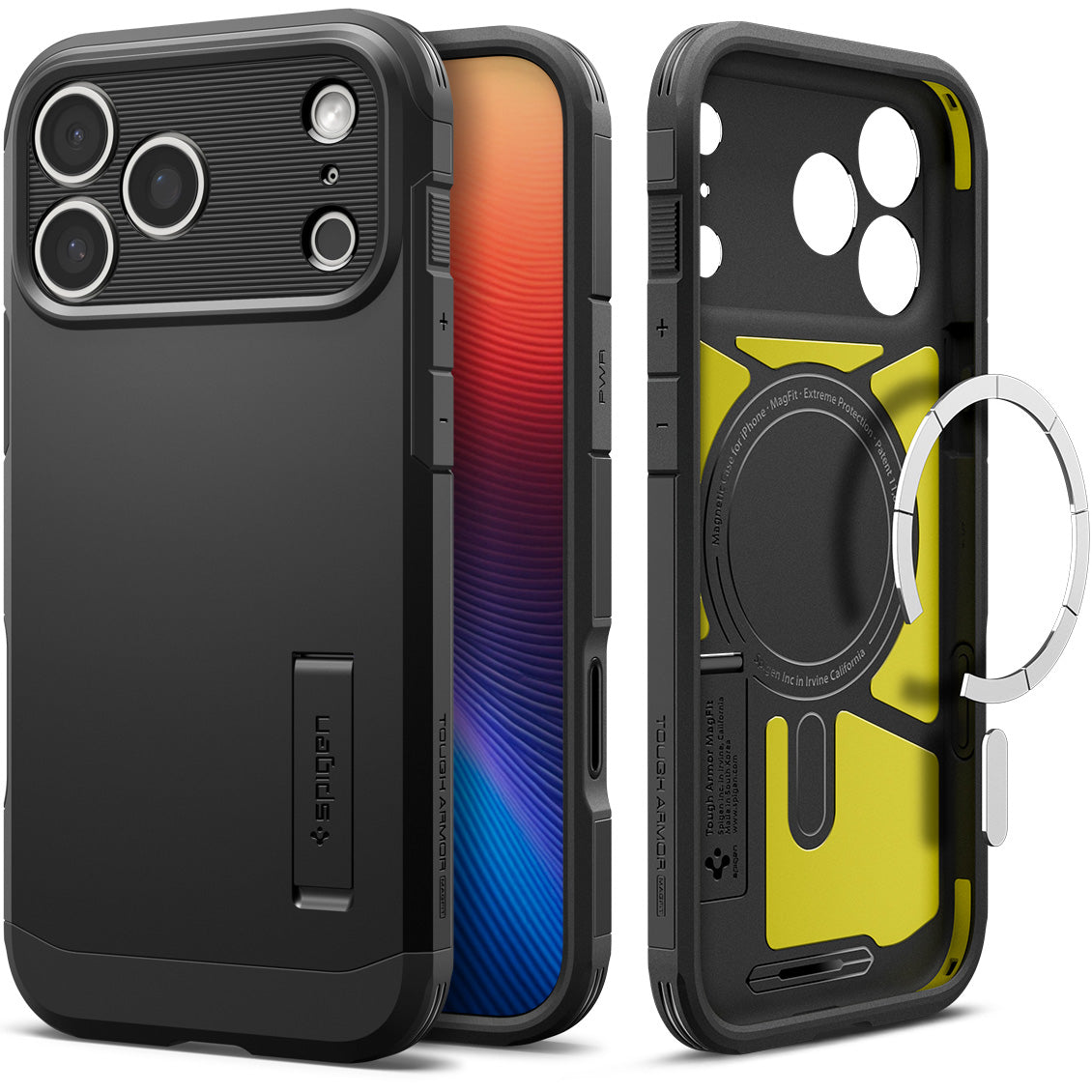 Handyhülle für iPhone 17 Pro Max, Spigen Tough Armor T Mag (CC) mit MagSafe, Schwarz