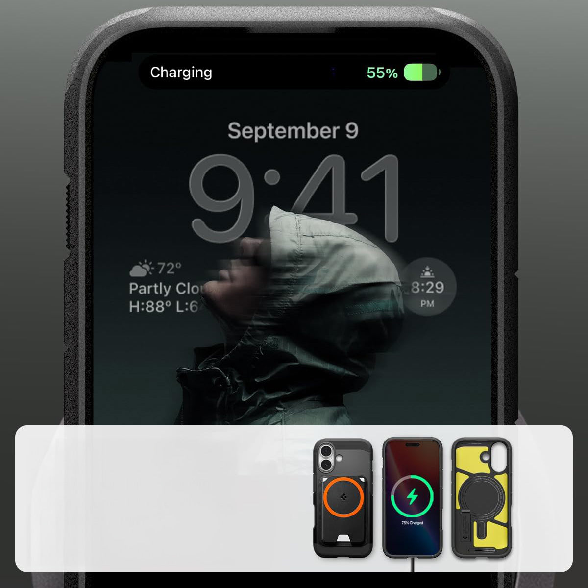 Handyhülle für iPhone 17, Spigen Tough Armor T Mag (CC) mit MagSafe, Schwarz