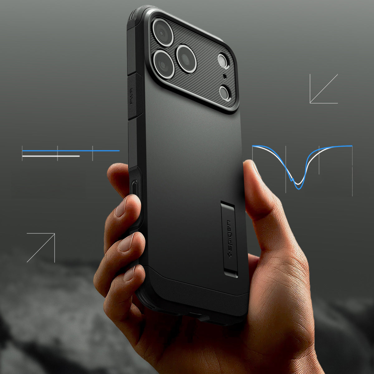 Handyhülle für iPhone 17 Pro Max, Spigen Tough Armor T Mag (CC) mit MagSafe, Schwarz