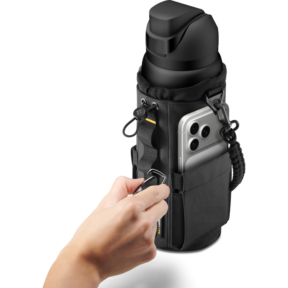 Magnetische Tasche für Flasche, Telefon, Schlüssel, Spigen Tumbler Holder Bag, Schwarz