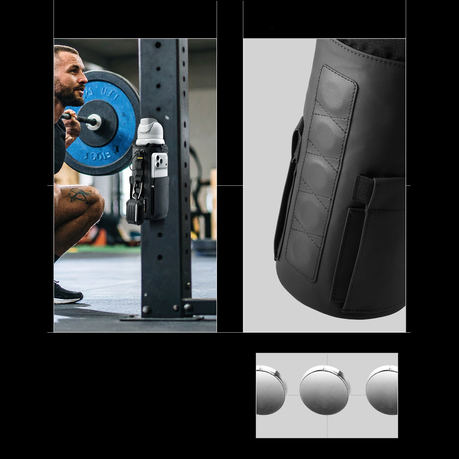 Magnetische Tasche für Flasche, Telefon, Schlüssel, Spigen Tumbler Holder Bag, Schwarz