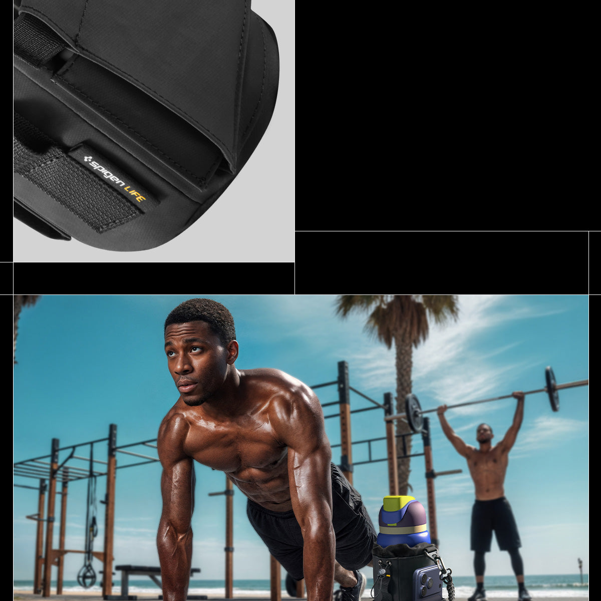 Magnetische Tasche für Flasche, Telefon, Schlüssel, Spigen Tumbler Holder Bag, Schwarz