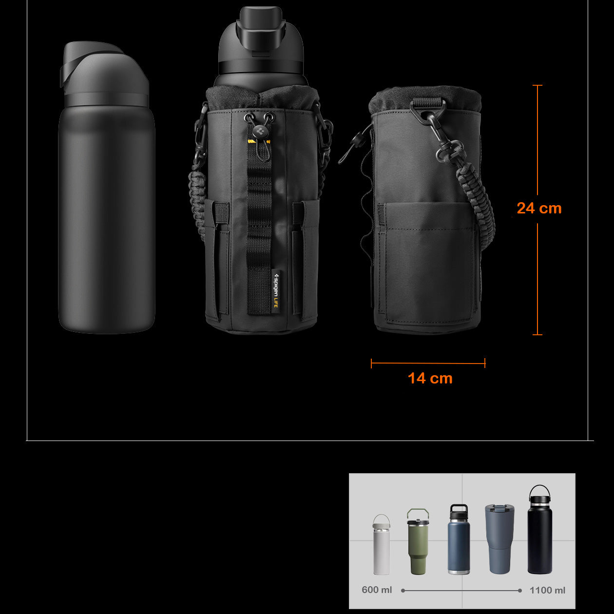 Magnetische Tasche für Flasche, Telefon, Schlüssel, Spigen Tumbler Holder Bag, Schwarz