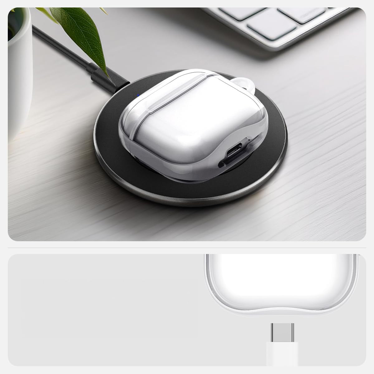 Schutzhülle für Apple AirPods 5 / 4, Spigen Ultra Hybrid, Transparent-Weiß