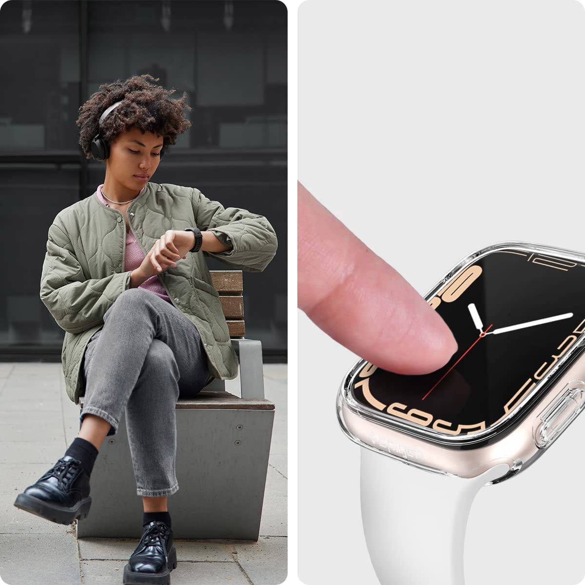 Schutzhülle Spigen Ultra Hybrid für Apple Watch 9 / 8 / 7 41 mm, Transparent