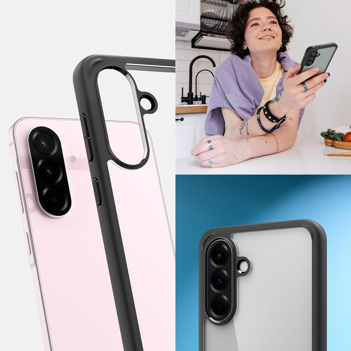 Handyhülle für Galaxy A56 5G, Spigen Ultra Hybrid, Transparent-Schwarz